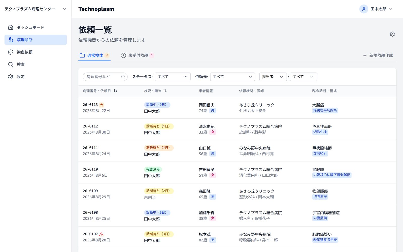 依頼一覧の画面